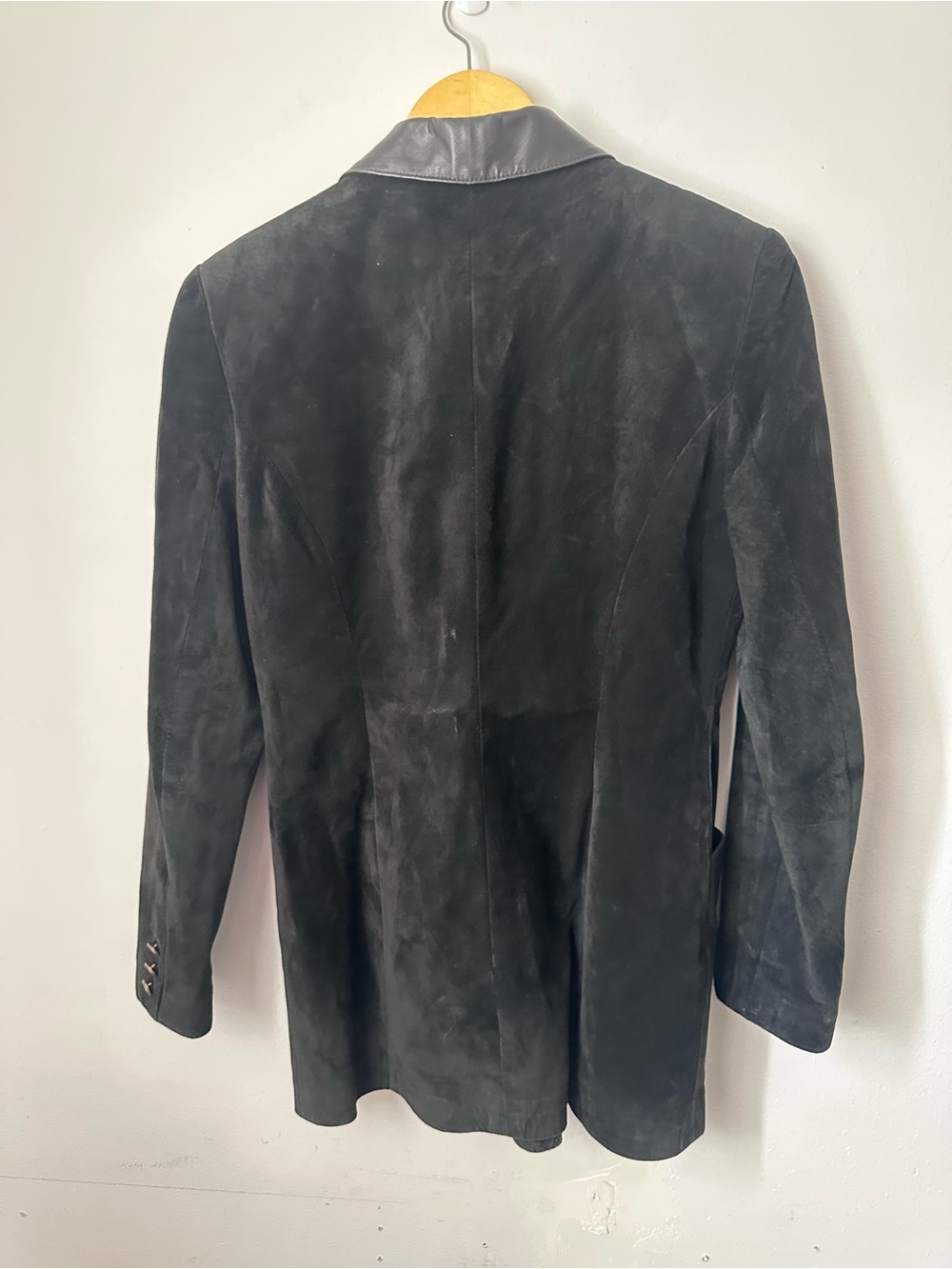 Vintage Danier Leather Jacket Double Breasted Suede 90s Preppy Shoulder Pads - Picture 11 of 15